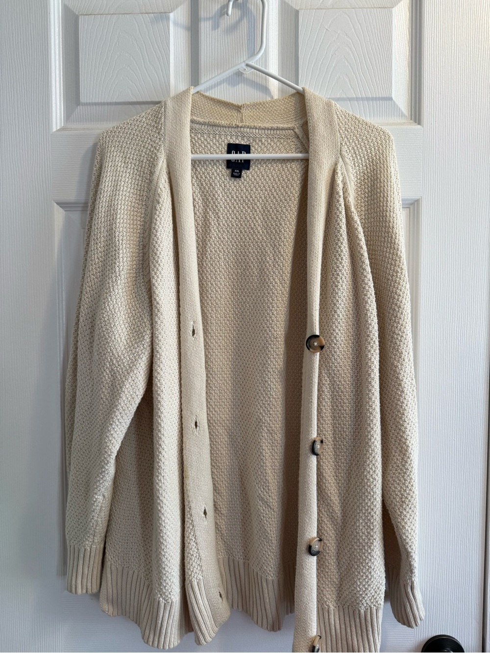 GAP Beige Chunky Open-Front Button Cardigan